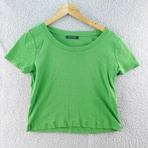 Vintage‎ Lauren Ralph Lauren Womens XS Green Cotton Top T Shirt Short Sleeve